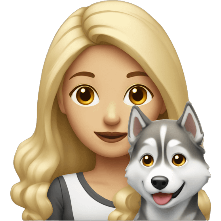 Blonde girl with husky emoji