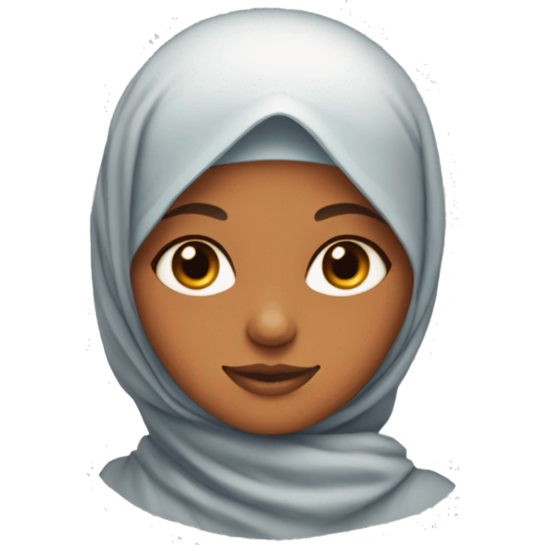 hijabi girl with blue eyes and in her arm a orange cat emoji