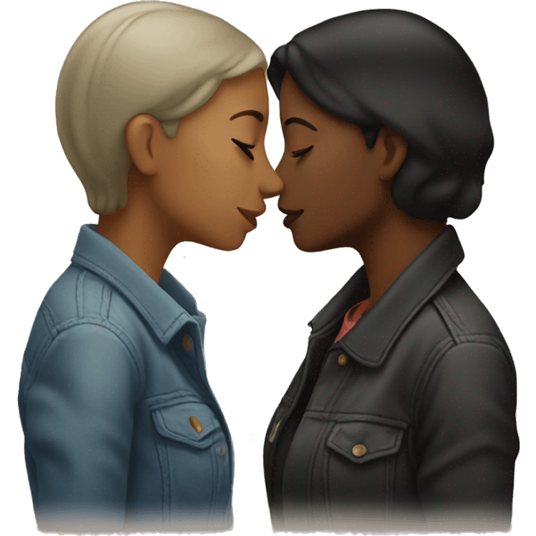 Two lesbian woman kissing emoji