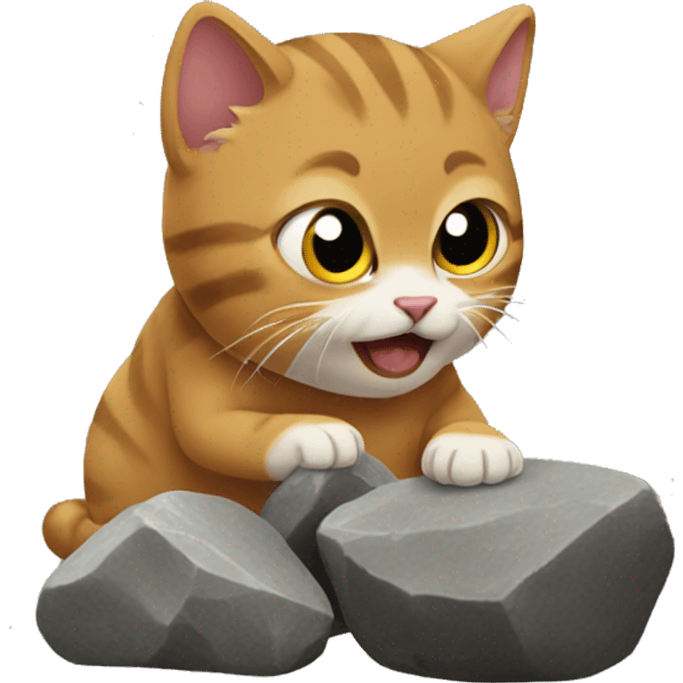 Cat eating rocks  emoji