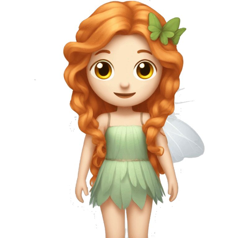 a white skin fairy, long ginger hair and wings emoji