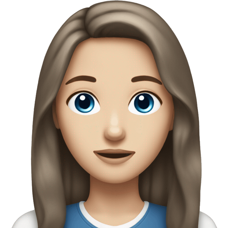 Brown hair colour, white girl with long hair, dark grey blue eyes as a female portrait emoji emoji