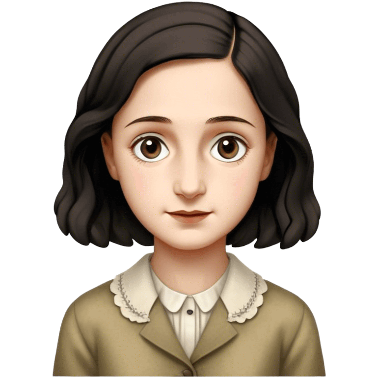 Anne Frank – Cinematic Realistic Portrait of Anne Frank, depicted with a reflective, gentle expression in period clothing, her eyes conveying hope and resilience, rendered with soft, natural lighting and delicate textures that capture the poignancy of her legacy. emoji