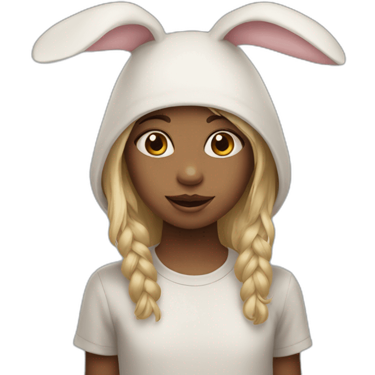 A little girl wearing a rabbit mask emoji