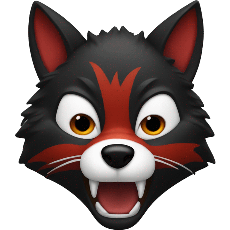 black angry fox with red and white accents emoji