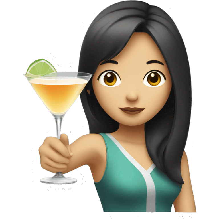 Asian girl drinking martini emoji