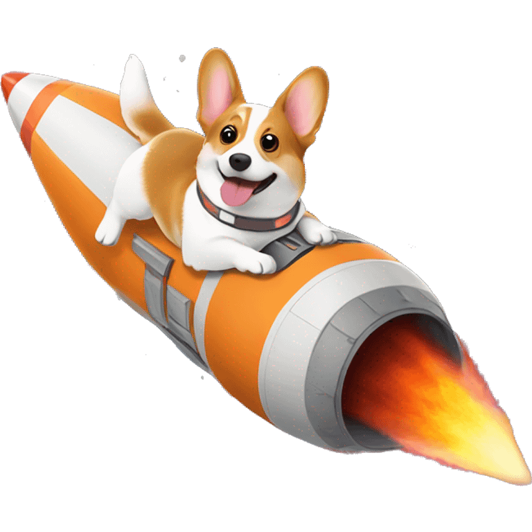 Corgi in a space rocket flying in the space  emoji