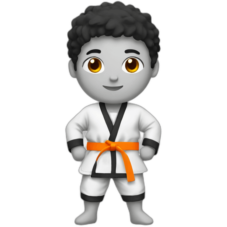 black judoka with a medal and an orange belt emoji