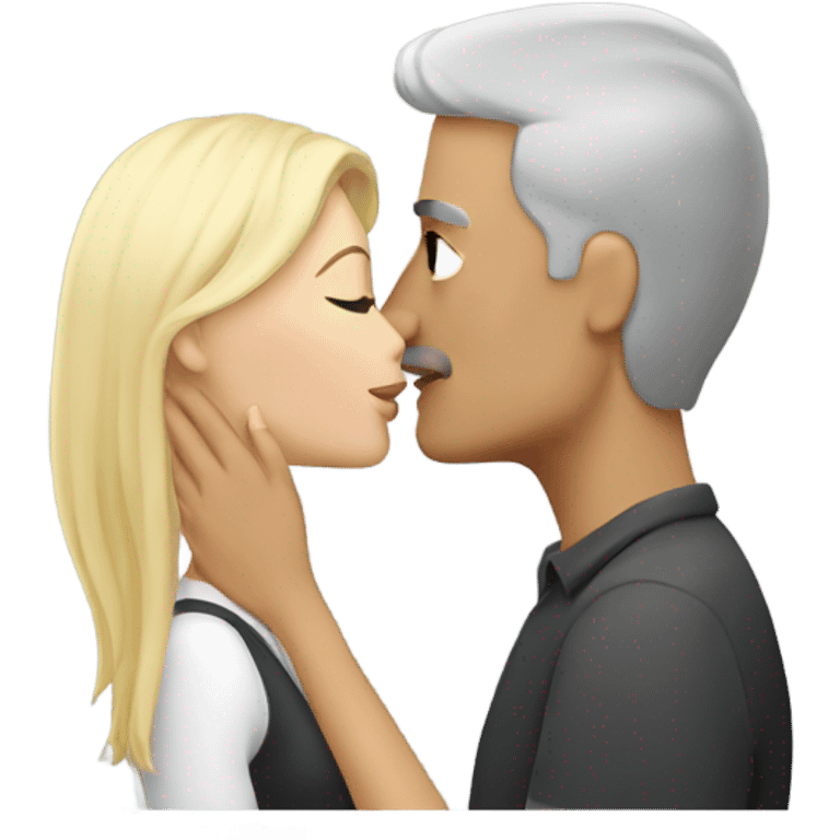 Grey hair man kissing blonde hair lady emoji