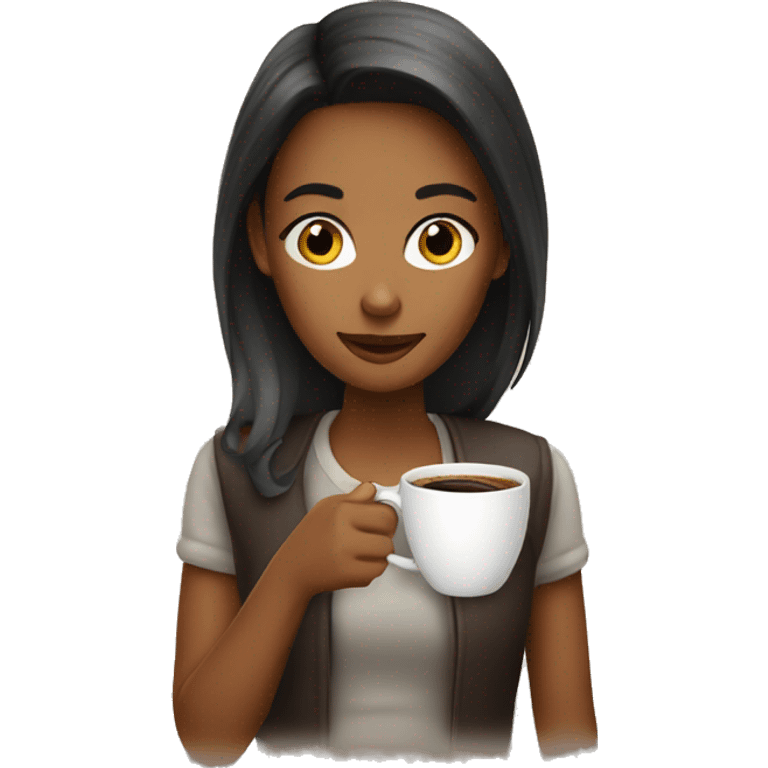 A girl drinks coffee emoji