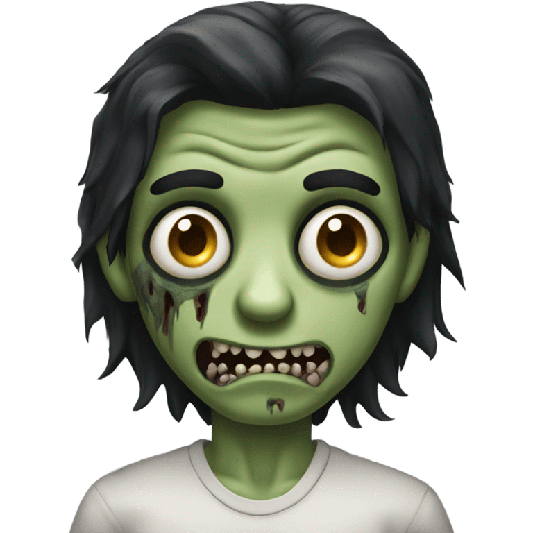 scary boy zombie with medium long dark hair emoji