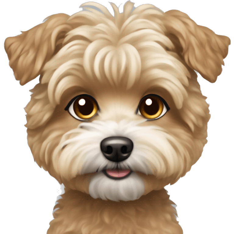 small dog with short tan curly fur. yorkie bichon mix emoji