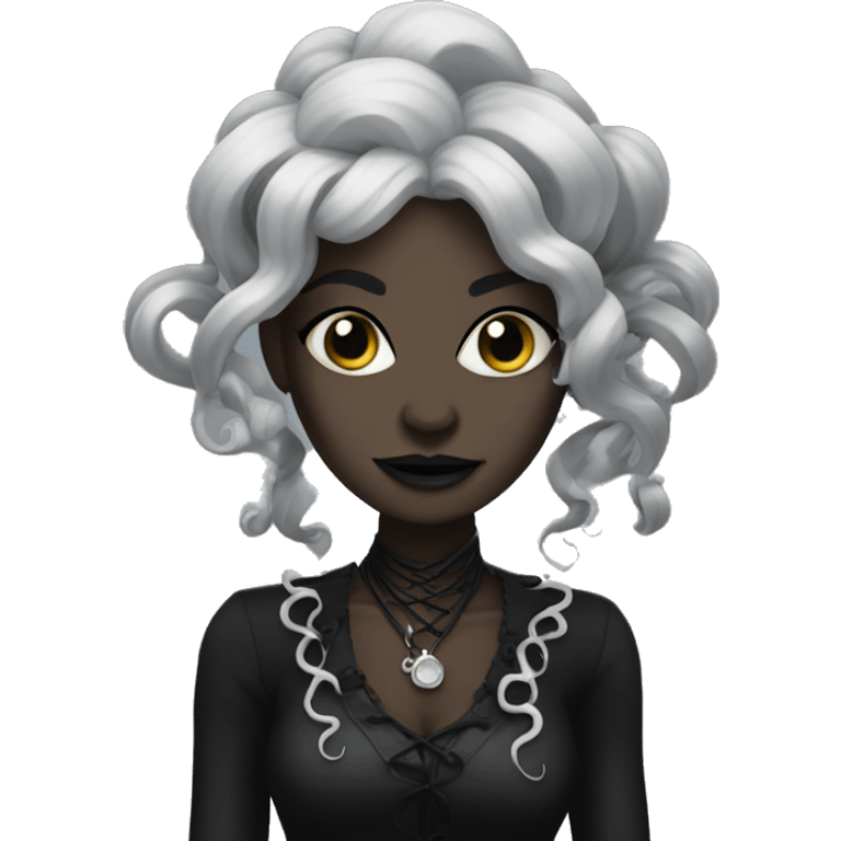 Goth black lady with tentacles emoji