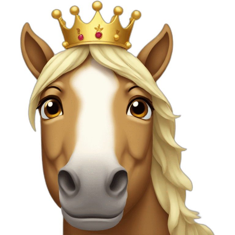 crying horse with a crown emoji