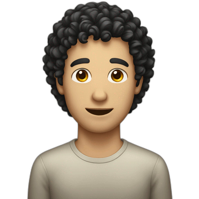 Caucasian man with curly black hair emoji