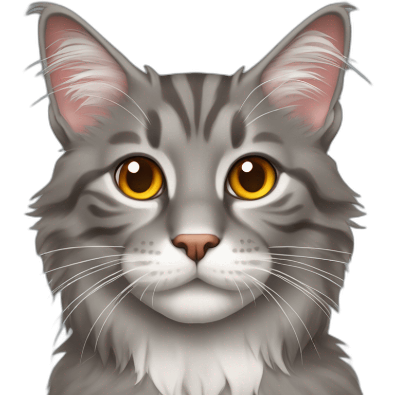 grey red Maine Coon cat emoji