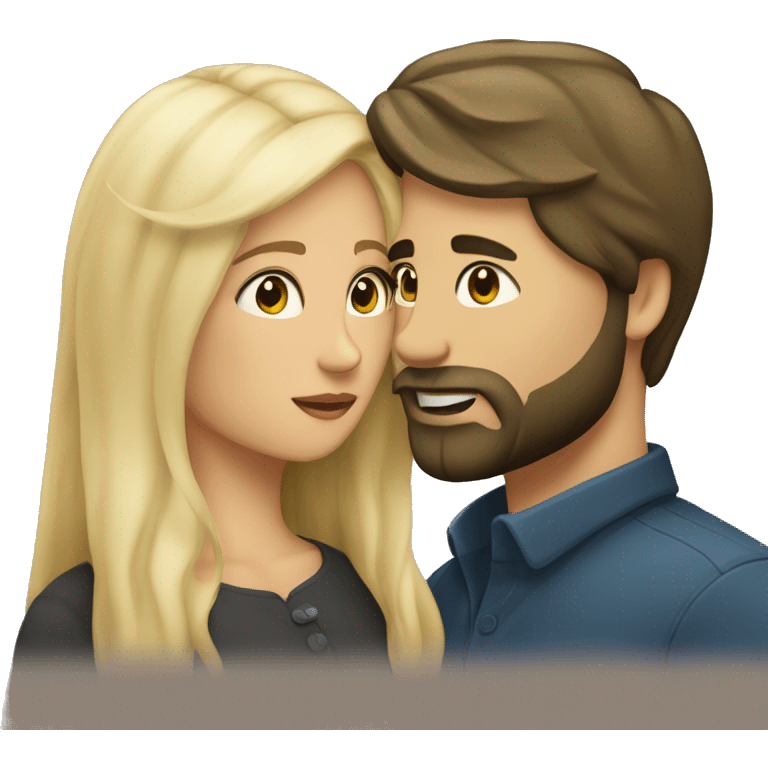 blond man with beard and woman with dark hair kissing emoji