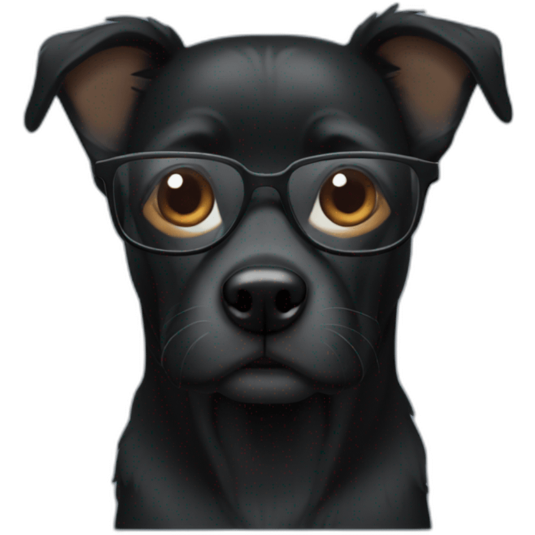 Black dog with glasses emoji