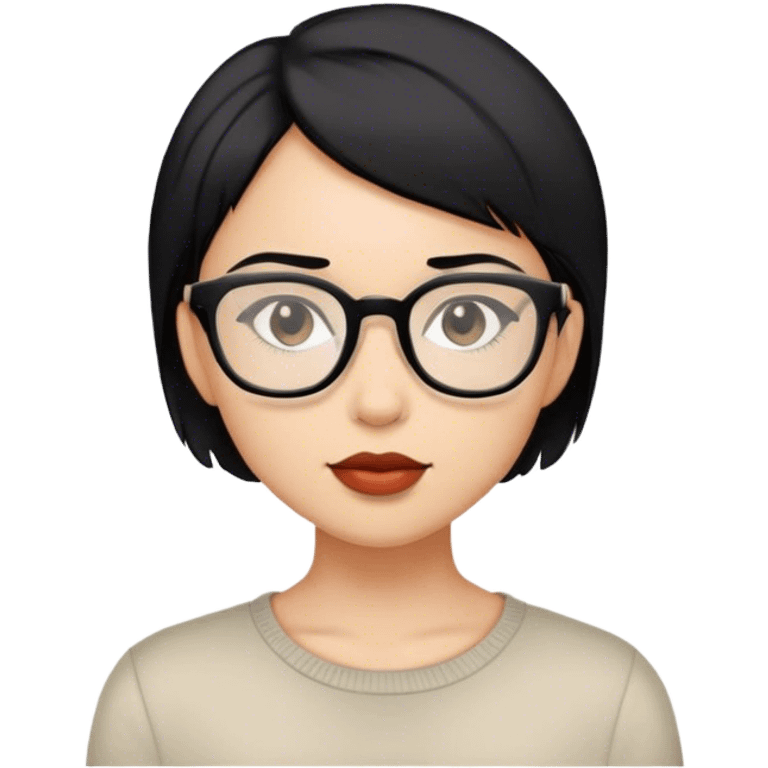 Chica cabello corto negro y lentes emoji