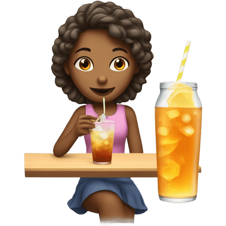 A girl eating ice tea emoji