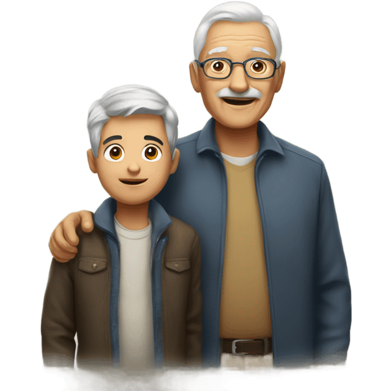 A grandfather with his boy emoji