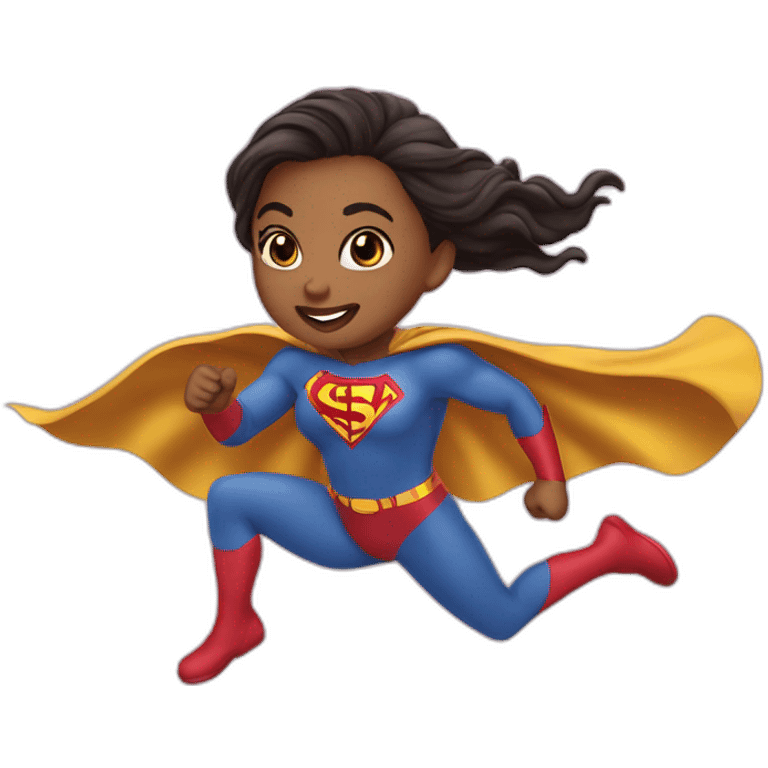 Super hero whit girl flying emoji