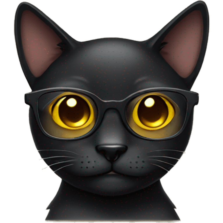 Black cat with glasses  emoji