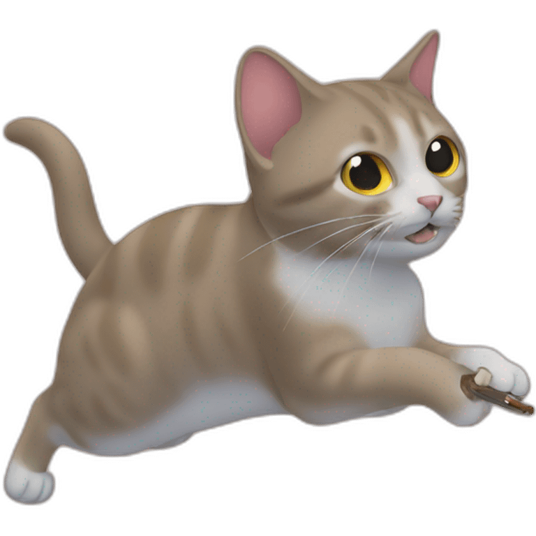 Un chat qui chasse une souris emoji