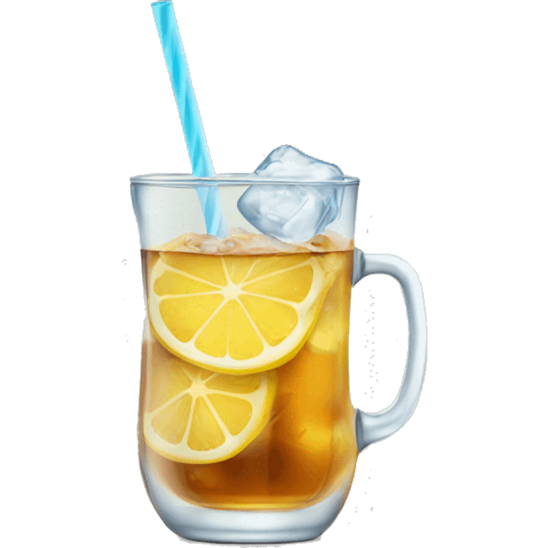 A glass filled with ice. Cold lemon iced tea emoji