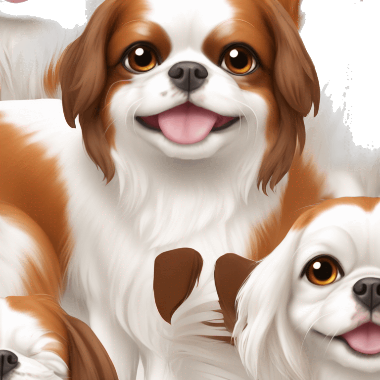 happy beautiful white and orange brown japanese chin emoji