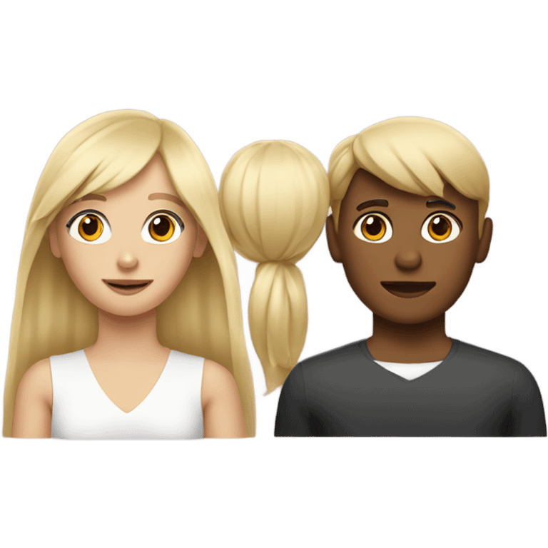 Blonge girl with bangs with a masculine woman behind her emoji