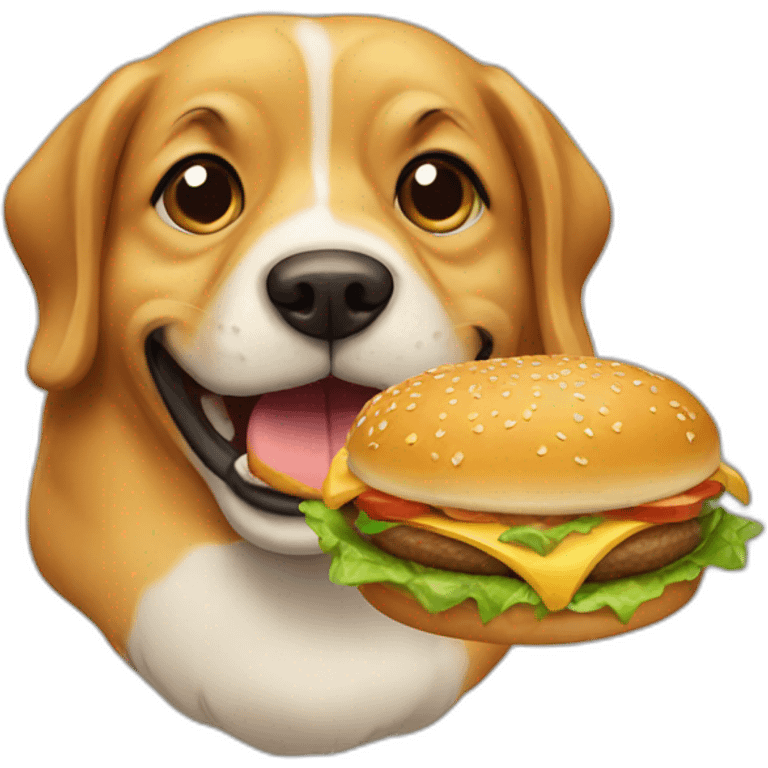 dog eating hamburger emoji