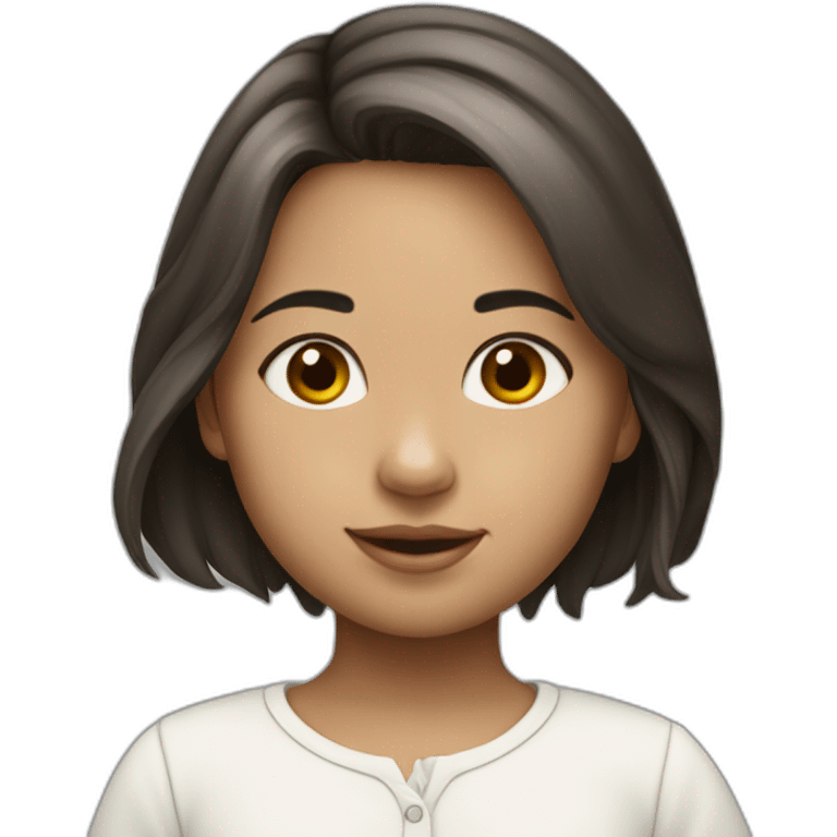 una niña + conejito blanco emoji