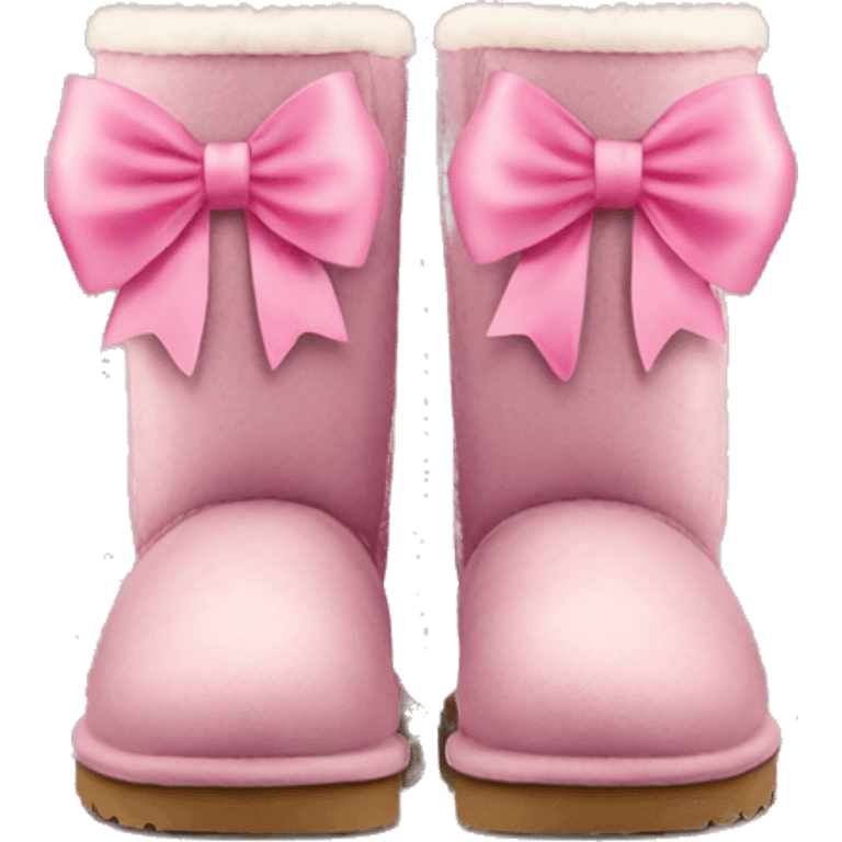 ugg boots with pink bows on the back of them emoji