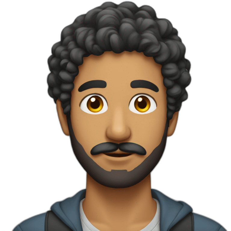 south asian man with a moustache, beard and short curly hair emoji