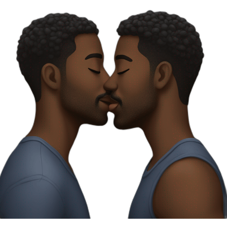 black gay guys kissing emoji