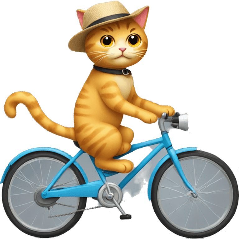 Cat wearing a hat riding a bike  emoji