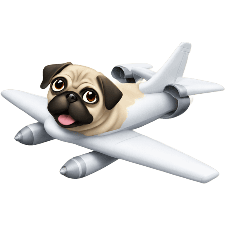 Pug flying a jet emoji