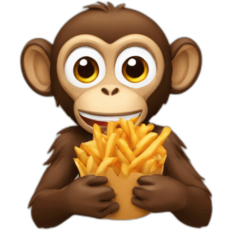 Monkeys eating chicken fries emoji