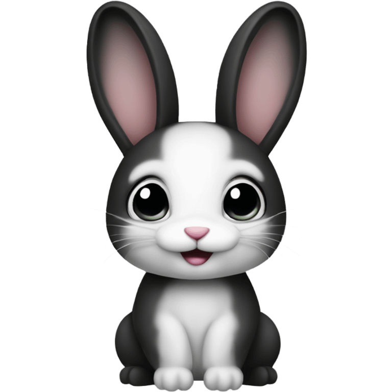 Bunny black and white with black ears  emoji