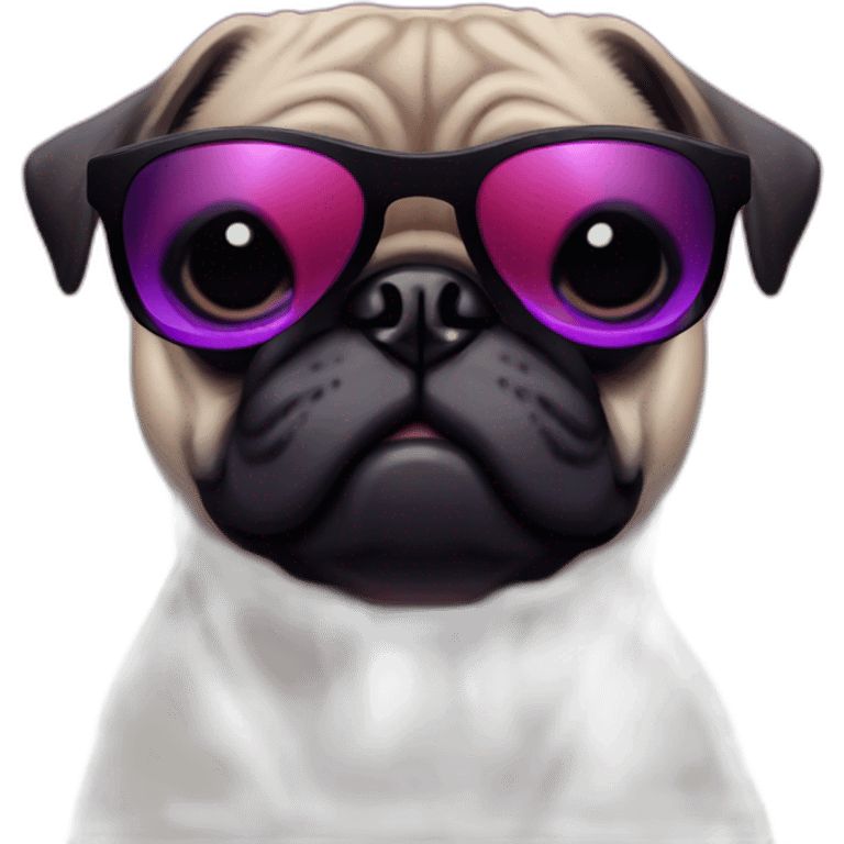 dog pug-in-gradient-red-purple-suit-with-and-black-sunglasses emoji