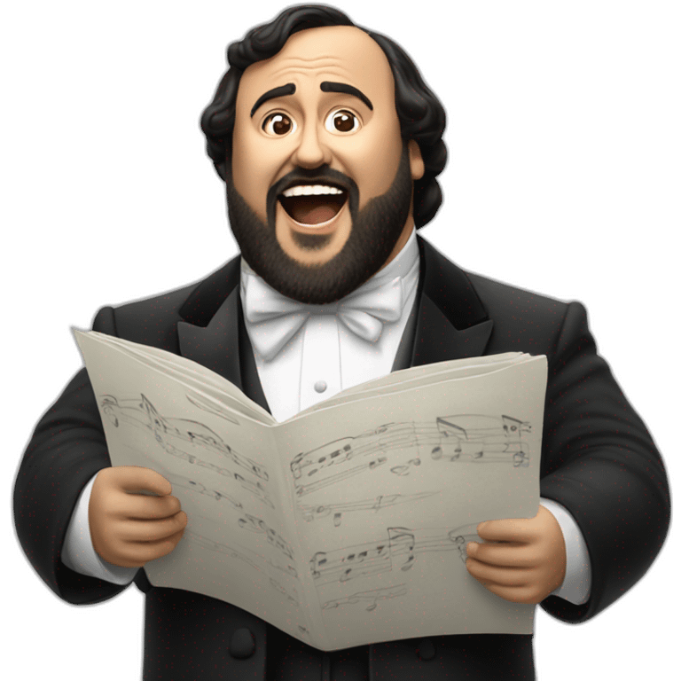 Hyperrealist pavarotti singing emoji