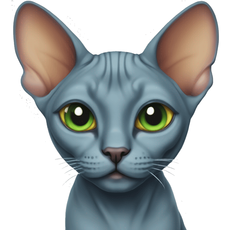 blue sphynx green eyes halloween cat with pumpkins emoji