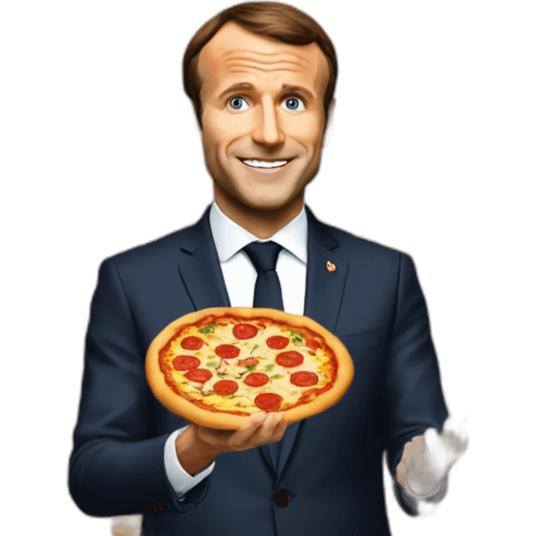 Macron fais tourner une pizza dans sa main emoji