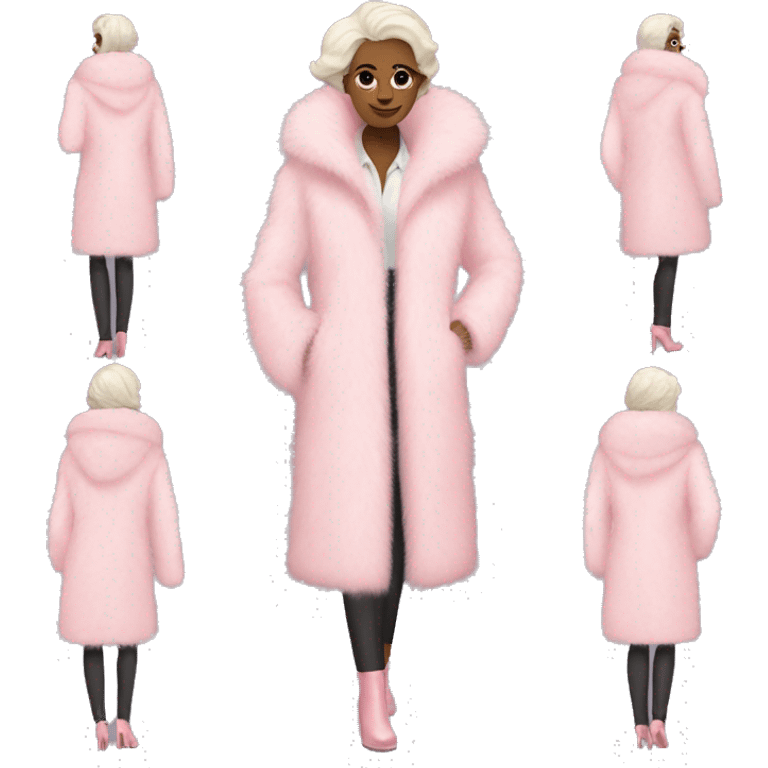 Full length pale pink Pink fur coat emoji