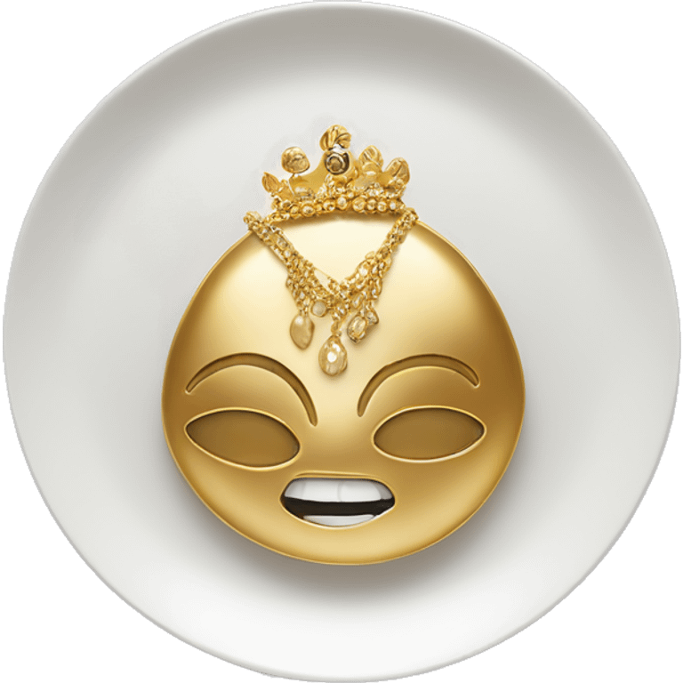 gold jewlwery on white shell plate emoji