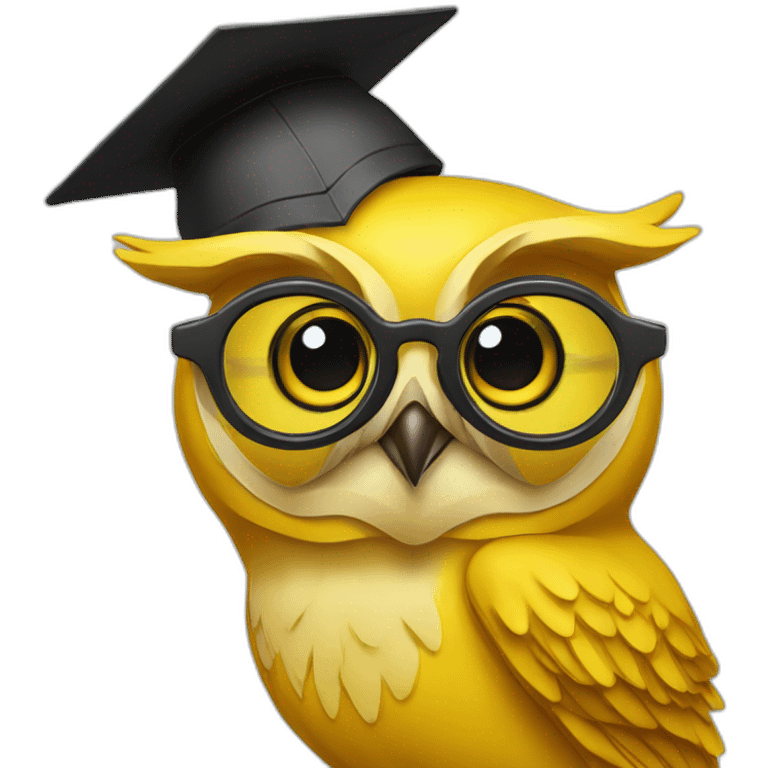 yellow-owl-with-glasses-and-with-mortarboard-on-its-head emoji