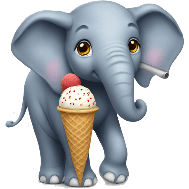 Elephant eating a ice cream cons emoji