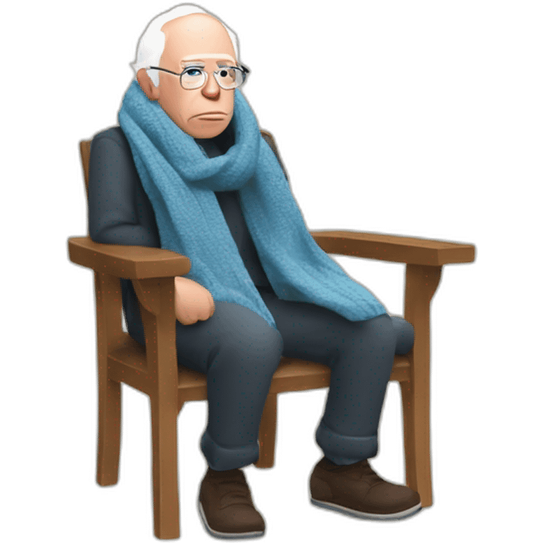 Bernie sanders sitting on chair having cold wearing a scarf emoji