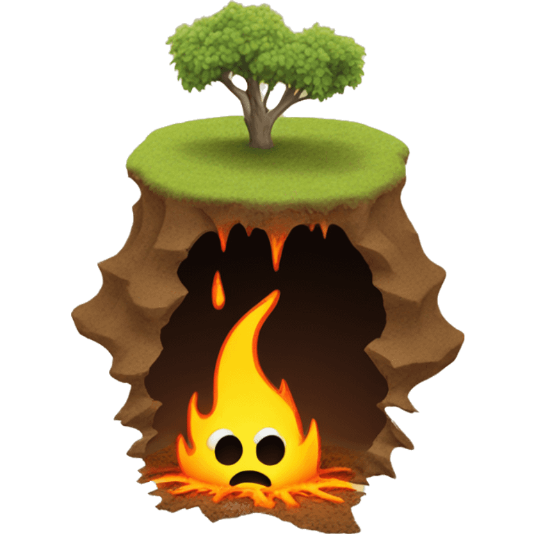 A hole in the ground with flames coming out of it emoji